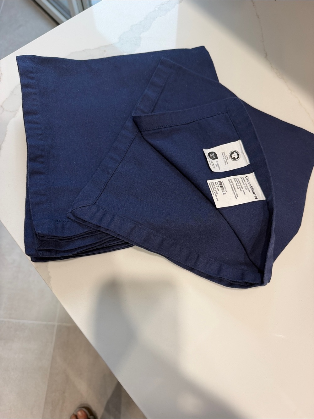 Crate&Barrel Six Navy Blue Dinner Napkins
